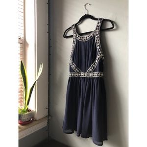 Topshop Beaded Navy Dress
